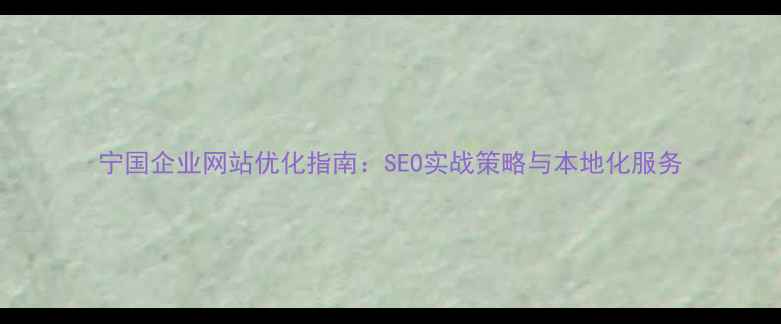 图片 宁国企业网站优化指南：SEO实战策略与本地化服务