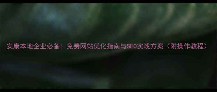 图片 安康本地企业必备！免费网站优化指南与SEO实战方案（附操作教程）