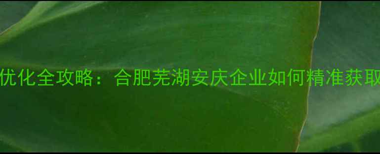 图片 安徽本地SEO优化全攻略：合肥芜湖安庆企业如何精准获取百度流量？2