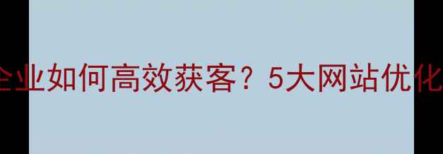 图片 定西企业如何高效获客？5大网站优化策略2