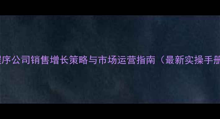 图片 小程序公司销售增长策略与市场运营指南（最新实操手册）1