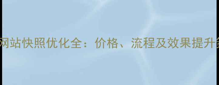 图片 广州网站快照优化全：价格、流程及效果提升策略2