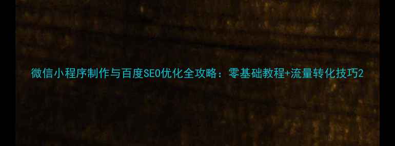 图片 微信小程序制作与百度SEO优化全攻略：零基础教程+流量转化技巧2