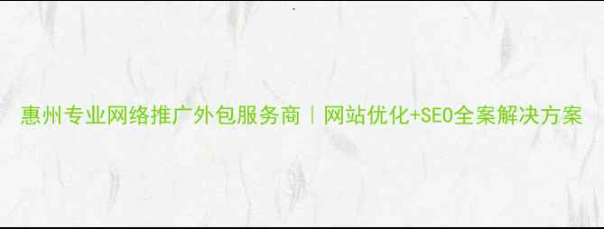 图片 惠州专业网络推广外包服务商｜网站优化+SEO全案解决方案