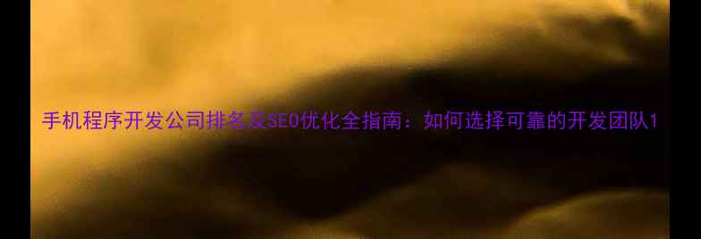 图片 手机程序开发公司排名及SEO优化全指南：如何选择可靠的开发团队1