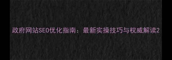 图片 政府网站SEO优化指南：最新实操技巧与权威解读2