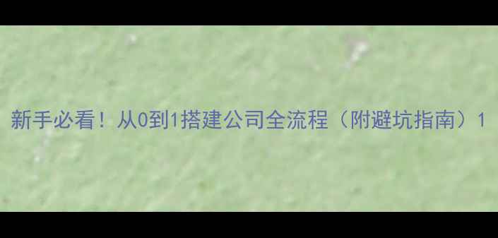 图片 新手必看！从0到1搭建公司全流程（附避坑指南）1