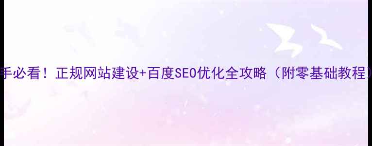 图片 新手必看！正规网站建设+百度SEO优化全攻略（附零基础教程）1