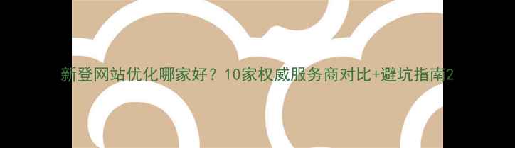 图片 新登网站优化哪家好？10家权威服务商对比+避坑指南2