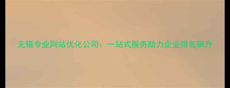图片 无锡专业网站优化公司：一站式服务助力企业排名飙升