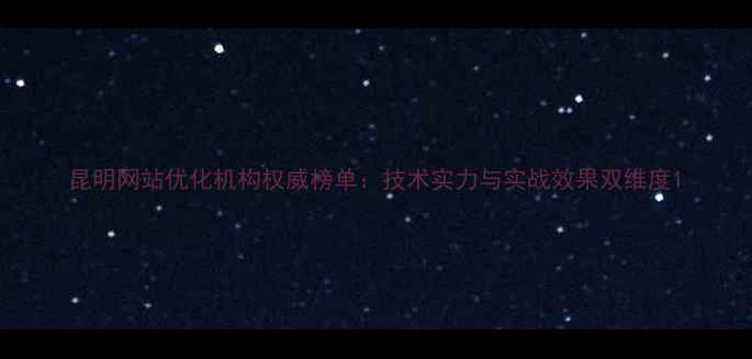 图片 昆明网站优化机构权威榜单：技术实力与实战效果双维度1