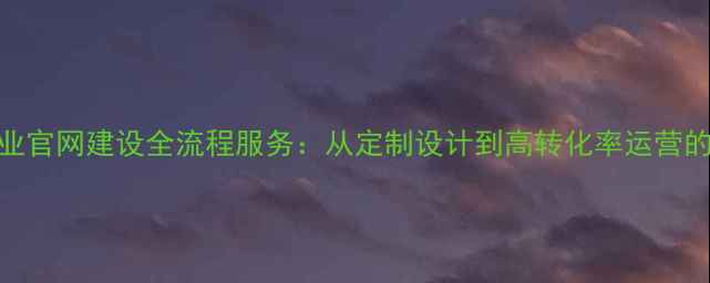 图片 普陀区企业官网建设全流程服务：从定制设计到高转化率运营的实战指南
