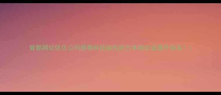 图片 曾都网站优化公司推荐科技如何助力本地企业提升排名？1