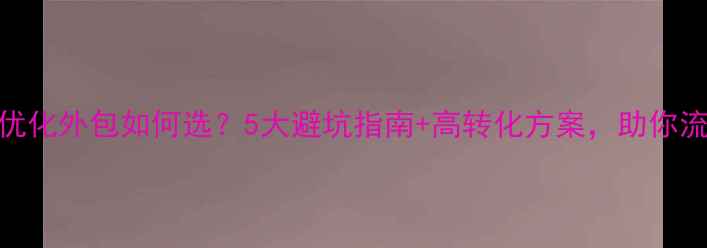图片 最新网站优化外包如何选？5大避坑指南+高转化方案，助你流量翻倍！