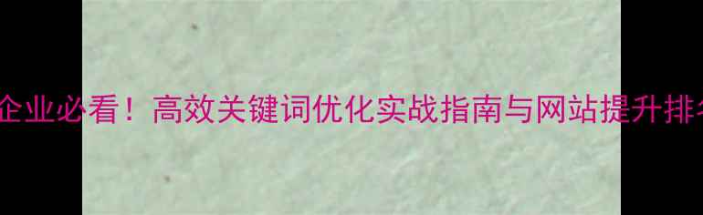 图片 枣庄本地企业必看！高效关键词优化实战指南与网站提升排名全攻略2