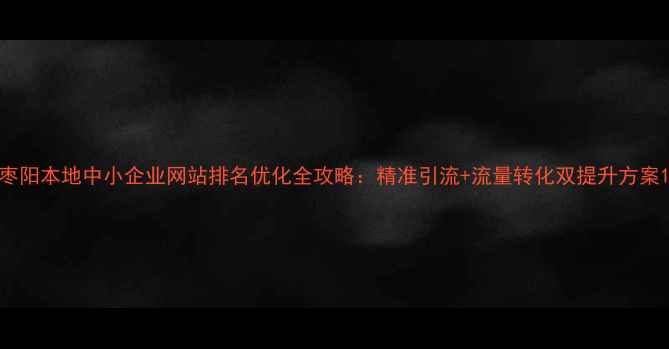 图片 枣阳本地中小企业网站排名优化全攻略：精准引流+流量转化双提升方案1
