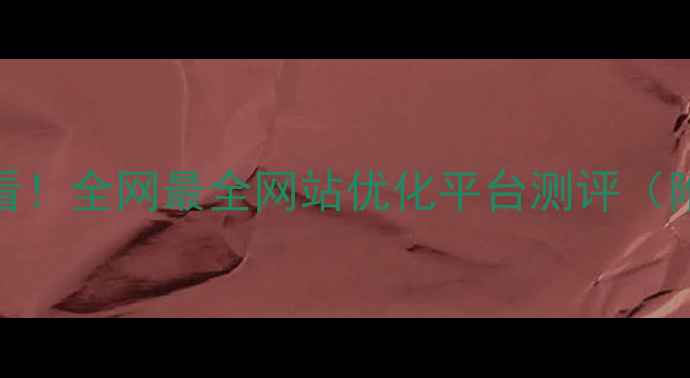 图片 架构优化必看！全网最全网站优化平台测评（附真实案例）