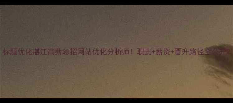 图片 标题优化湛江高薪急招网站优化分析师！职责+薪资+晋升路径全公开2