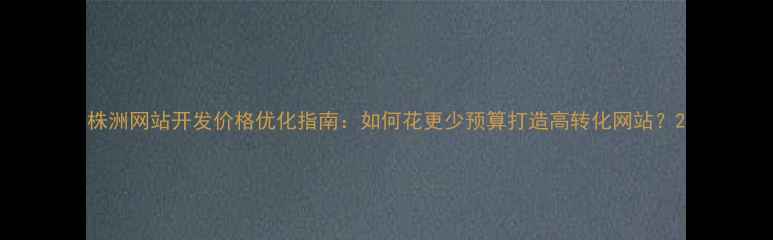 图片 株洲网站开发价格优化指南：如何花更少预算打造高转化网站？2