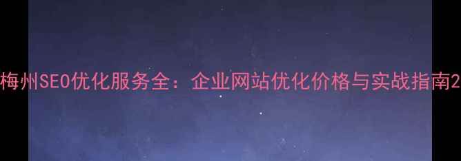 图片 梅州SEO优化服务全：企业网站优化价格与实战指南2