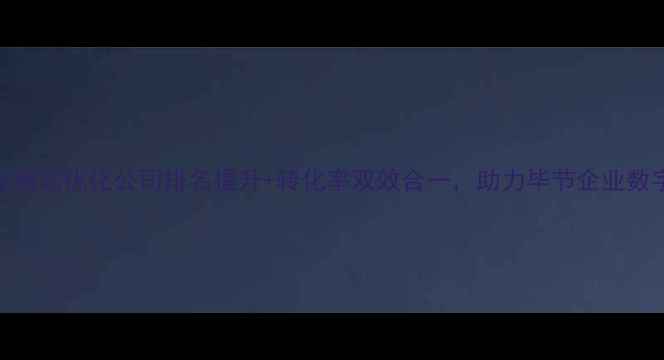 图片 毕节企业网站优化公司排名提升+转化率双效合一，助力毕节企业数字化转型