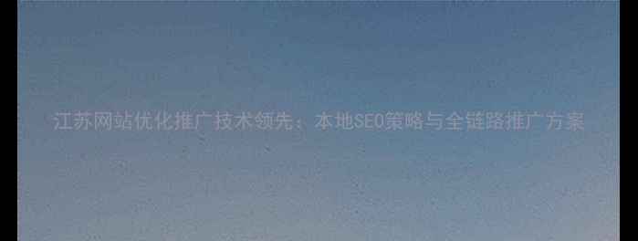 图片 江苏网站优化推广技术领先：本地SEO策略与全链路推广方案