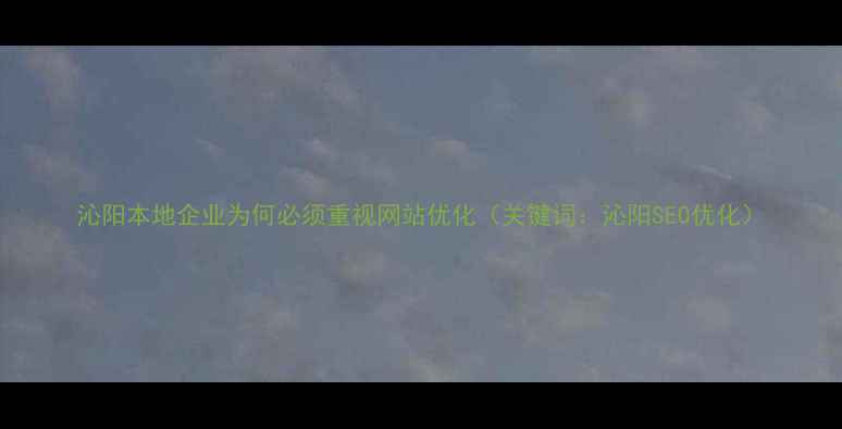 图片 沁阳本地企业为何必须重视网站优化（关键词：沁阳SEO优化）