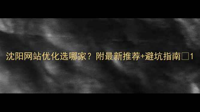图片 沈阳网站优化选哪家？附最新推荐+避坑指南🔥1
