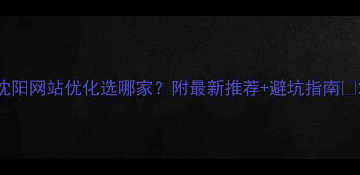 图片 沈阳网站优化选哪家？附最新推荐+避坑指南🔥2
