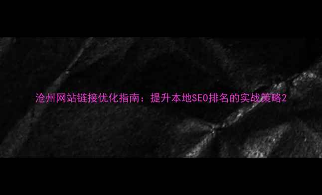 图片 沧州网站链接优化指南：提升本地SEO排名的实战策略2