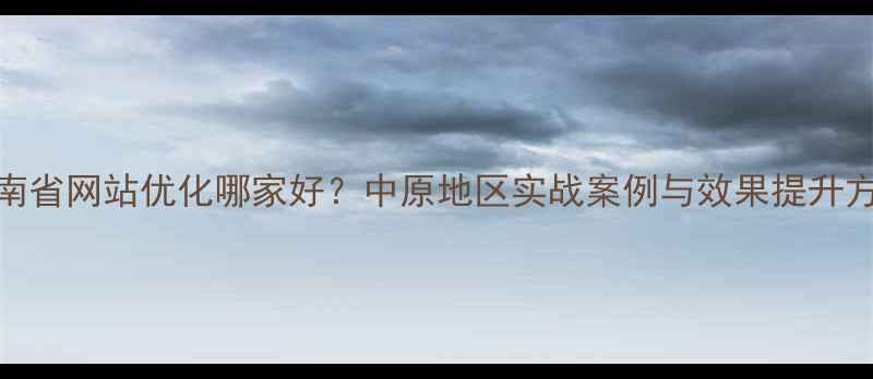 图片 河南省网站优化哪家好？中原地区实战案例与效果提升方案