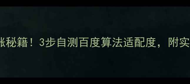 图片 流量暴涨秘籍！3步自测百度算法适配度，附实操案例1