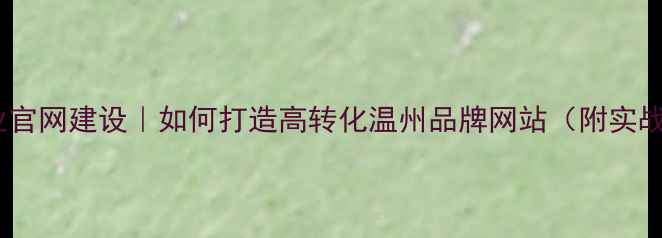图片 温州企业官网建设｜如何打造高转化温州品牌网站（附实战案例）1