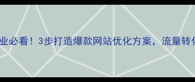 图片 湖北本地企业必看！3步打造爆款网站优化方案，流量转化翻倍攻略1