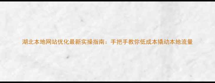 图片 湖北本地网站优化最新实操指南：手把手教你低成本撬动本地流量