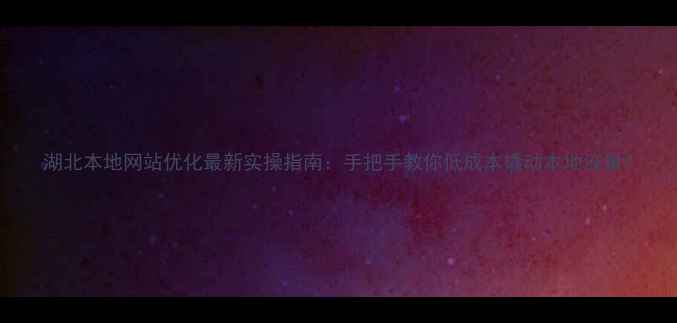 图片 湖北本地网站优化最新实操指南：手把手教你低成本撬动本地流量1