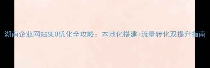 图片 湖南企业网站SEO优化全攻略：本地化搭建+流量转化双提升指南