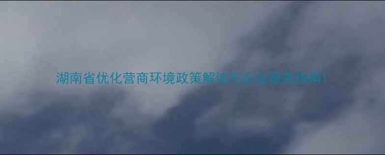 图片 湖南省优化营商环境政策解读与企业服务指南1