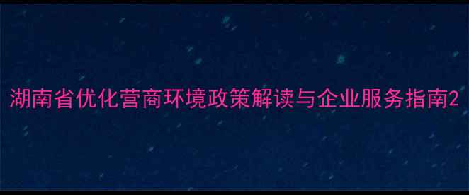 图片 湖南省优化营商环境政策解读与企业服务指南2