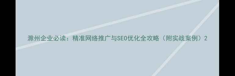 图片 滁州企业必读：精准网络推广与SEO优化全攻略（附实战案例）2