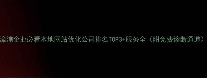 图片 漳浦企业必看本地网站优化公司排名TOP3+服务全（附免费诊断通道）