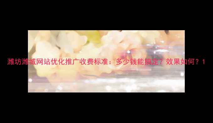 图片 潍坊潍城网站优化推广收费标准：多少钱能搞定？效果如何？1