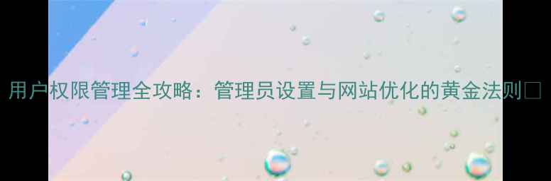 图片 用户权限管理全攻略：管理员设置与网站优化的黄金法则✨