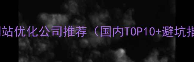 图片 电商网站优化公司推荐（国内TOP10+避坑指南）2