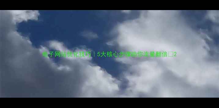 图片 电子网站优化技巧｜5大核心步骤助你流量翻倍🔥2