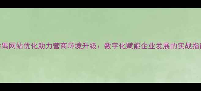 图片 番禺网站优化助力营商环境升级：数字化赋能企业发展的实战指南