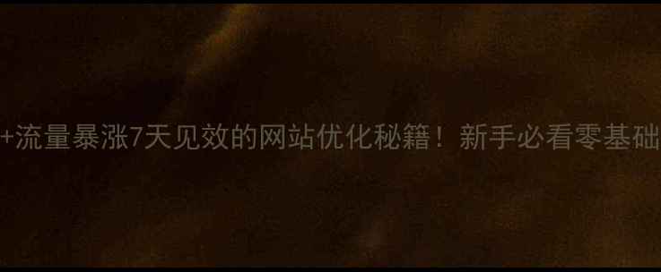图片 百度SEO+流量暴涨7天见效的网站优化秘籍！新手必看零基础教程🔥2