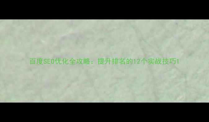 图片 百度SEO优化全攻略：提升排名的12个实战技巧1