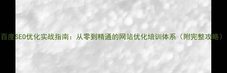 图片 百度SEO优化实战指南：从零到精通的网站优化培训体系（附完整攻略）