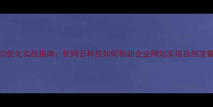 图片 百度SEO优化实战指南：优网云科技如何帮助企业网站实现自然流量增长2